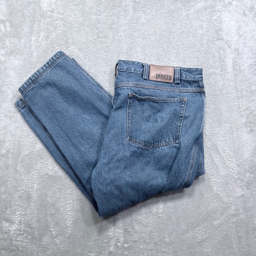 Duluth Trading Co Jeans‎ Mens 46x28 Blue Relaxed Fit Straight Leg Cotton Denim